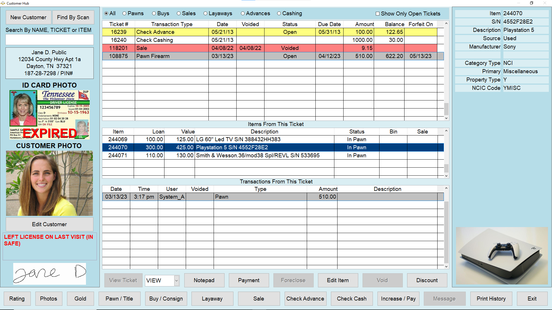 screenshot of HI-Tech Pawn